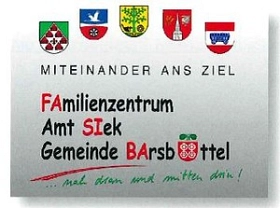 Hier ist ein Logo des Familienzentrums mit den Wappen der Gemeinden zu sehen © Amt Siek